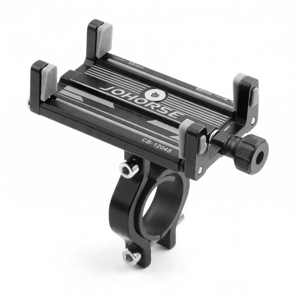 Support de téléphone en aluminium pour vélo avec 4 griffes Pour téléphones 58–88 mm Guidons 22,2–31,8 mm Rotatif 360° Pour VTT et vélo électrique noir