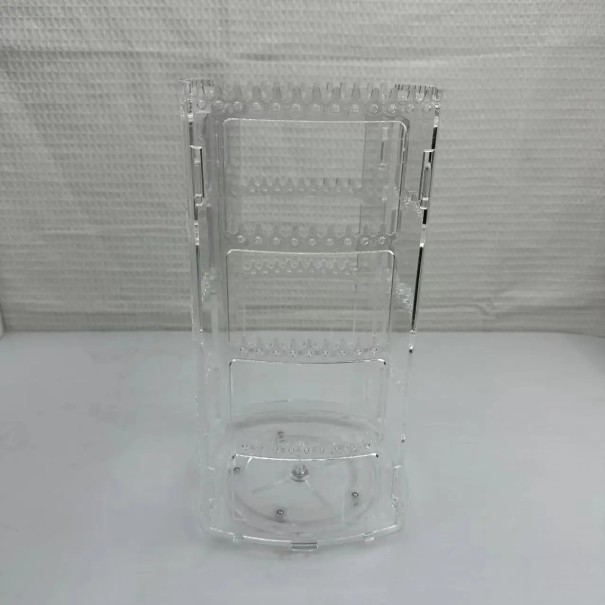 Support en plastique pour boucles d'oreilles organisateur rotatif de bijoux 29,5 × 16 × 16 cm support de table pour l'exposition des boucles d'oreilles transparente