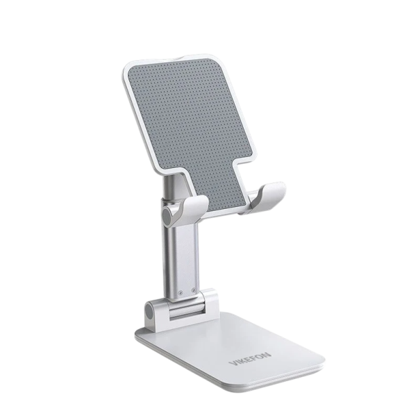 Support pliable et réglable pour téléphone mobile Support de bureau pour smartphones Construction compacte Support pour écrire et passer des appels vidéo blanc