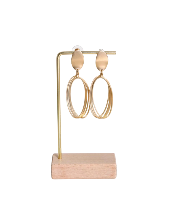 Support pour boucles d'oreilles avec base en bois 11,5 × 6 cm porte-bijoux de table avec barre horizontale organisateur pour exposer des boucles 1