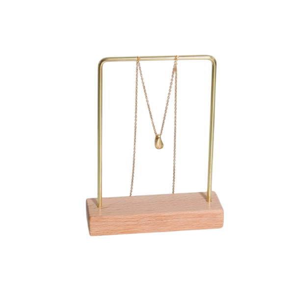 Support pour colliers avec base en bois 11 × 9 cm support de table pour bijoux support en cadre pour exposer des colliers 1