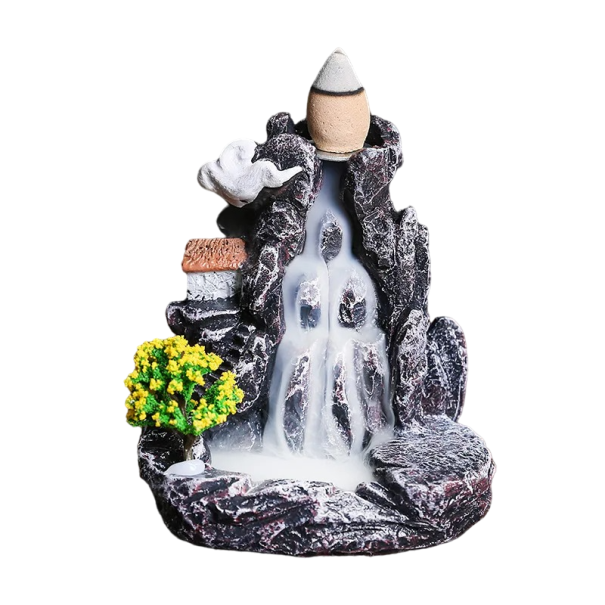 Support pour cônes d'encens Franck Domestique décoration rocher avec cascade de fumée 7 x 7,7 x 5,8 cm 1