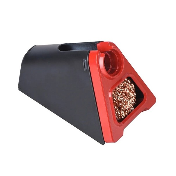 Support pour fer à souder en alliage d'aluminium avec éponge en cuivre pour nettoyer le fer à souder Fil de cuivre nettoyant pour enlever la soudure du fer à souder rouge