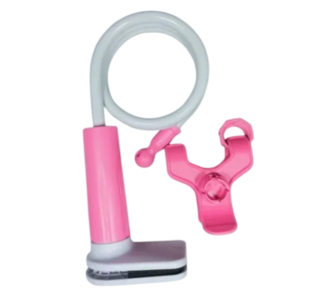 Support réglable en plastique pour téléphone mobile avec clip solide et fil flexible de 12 mm pour une fixation facile et un maintien stable rose