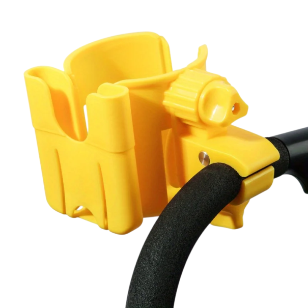 Support universel 2 en 1 pour bouteille et téléphone pour poussette Support multifonction rotatif pour boisson et téléphone mobile Support réglable jaune