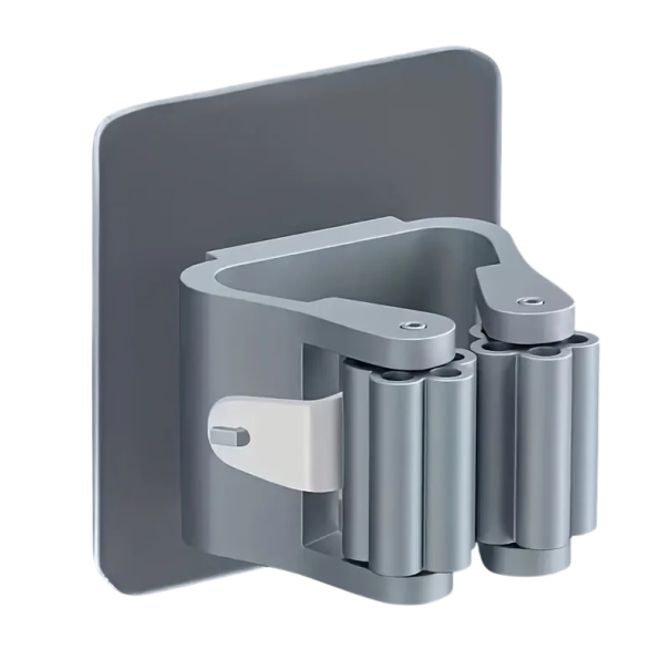 Supporto da parete per mop 6 x 6 x 4,5 cm Supporto adesivo per mop e scopa in ABS Porta attrezzi per la pulizia Organizer da parete per bagno e cucina grigio