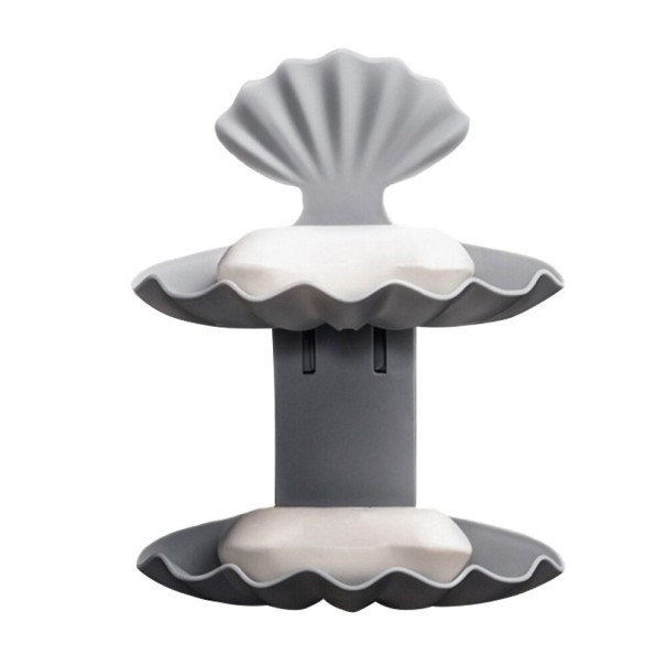 Supporto da parete per sapone a forma di conchiglia grigio