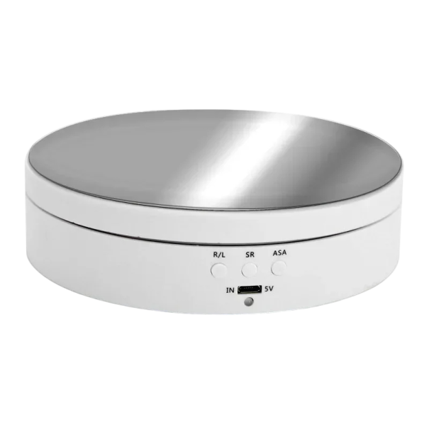 Supporto di presentazione rotante motorizzato 360° diametro 138 mm Piattaforma rotante a specchio Basamento elettrico per esposizione di prodotti fotografici bianco