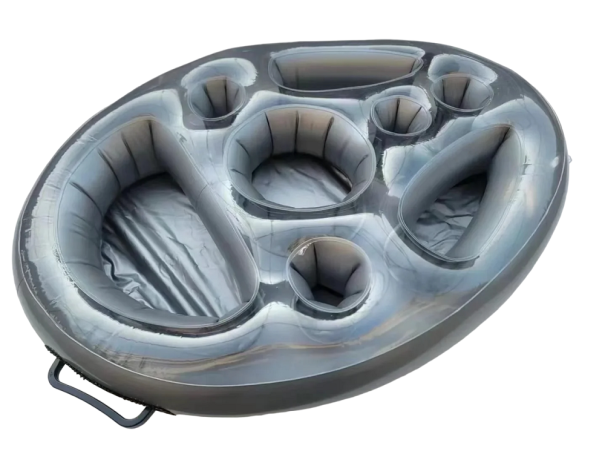 Supporto galleggiante per bevande e cibo Supporto gonfiabile per bevande in piscina 69 x 50 cm Vassoio gonfiabile per bevande e cibo grigio