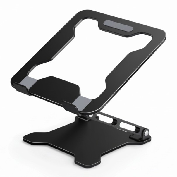 Supporto per laptop regolabile 10 a 15,6 pollici 25 x 25 cm pieghevole e portatile con base aperta per raffreddamento nero 1