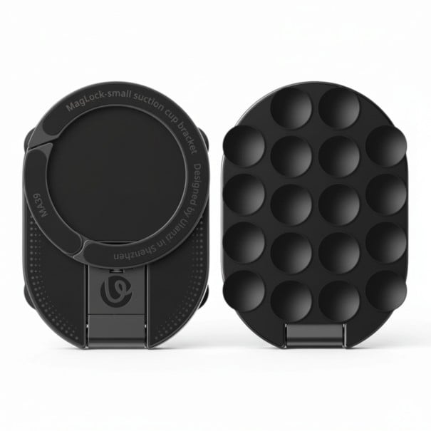 Supporto per telefono con ventosa 8,5 x 6 x 1,6 cm supporto magnetico per smartphone con 18 ventose e anello pieghevole nero da tavolo 1