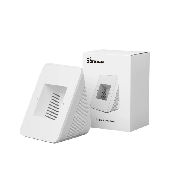 Supporto Sonoff per pannelli di controllo touch NSPanel e NSPanel Pro con fori di ventilazione per tavolo e mensola nella smart home bianco