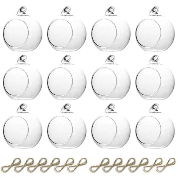 Supports en verre suspendus pour bougies chauffe-plat 12 pièces boule diamètre 6 cm bougeoirs décoratifs en verre transparent pour décoration 1