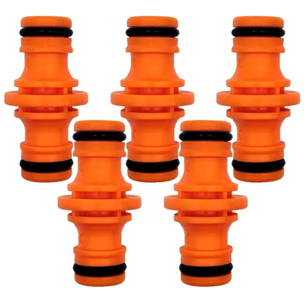 Súprava 5 kusov spojok 1/2 palca pre rýchlospojky záhradné hadice oranžové plastové spojky na opravu hadíc oranžová