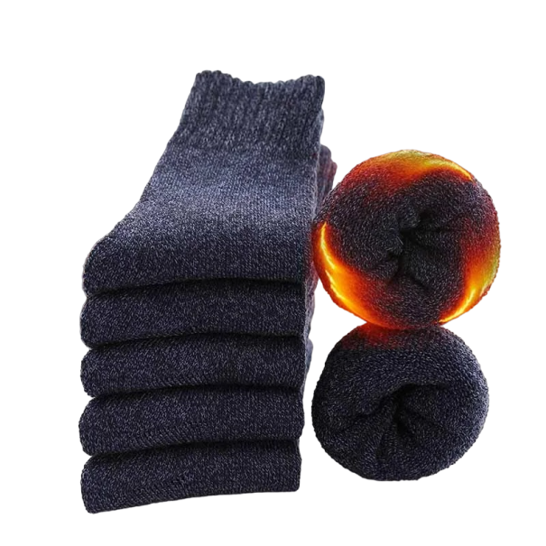 Súprava 5 párov zimných ponožiek pre mužov aj ženy Vlnené teplé ponožky Unisex lyžiarske ponožky veľkosti 38-45 modrá