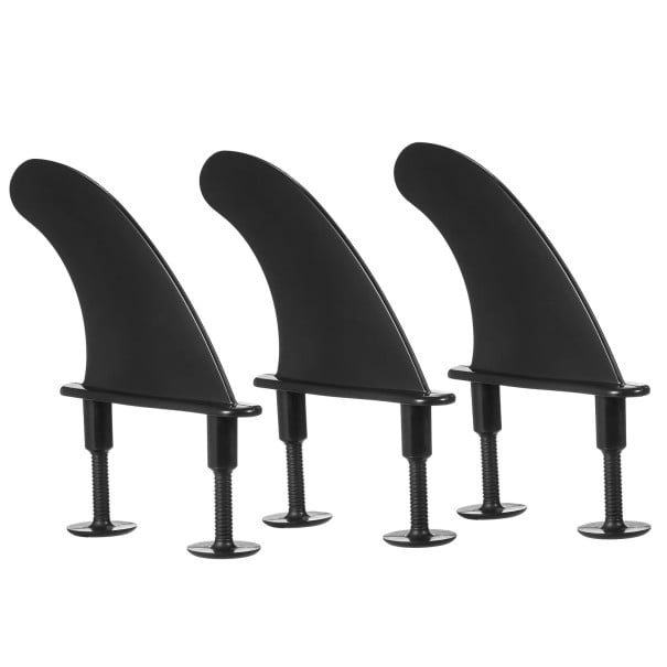 Surfové ploutve měkké se šrouby sada 3 ks 115 x 95 mm plastové černé náhradní ploutvičky univerzální na paddleboard SUP i surfboard 1
