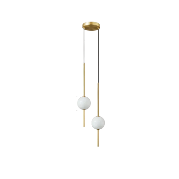 Suspended LED Chandelier with 2 Tubes and 2 Globe Bulbs Minimalist Light Adjustable Length 200 cm Cool White Light 6000K 90-260V gold