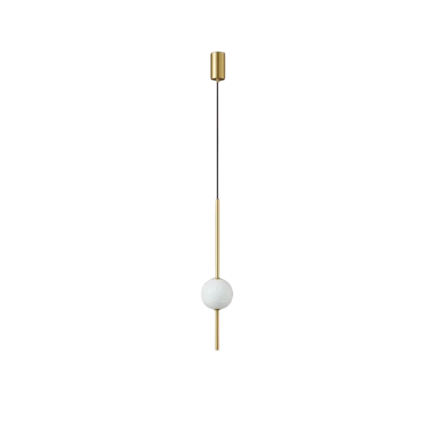 Suspension LED avec tube et ampoule sphérique Luminaire minimaliste Longueur réglable 200 cm Lumière blanche chaude 3000K 90-260V doré