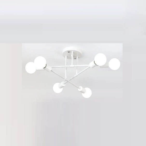 Suspension moderne en forme de A Design réglable 6 sources lumineuses Structure en métal Douille E27 compatible LED Éclairage 8-12 m² blanc