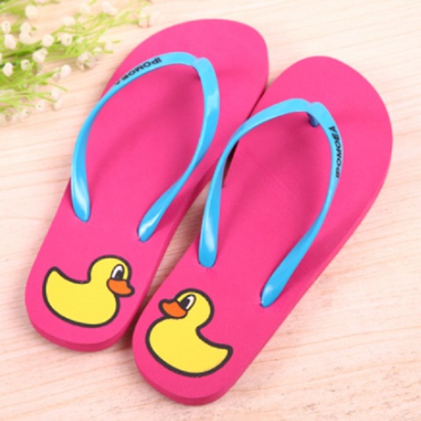 Süße Damen-Flip-Flops mit Enten dunkelrosa 36