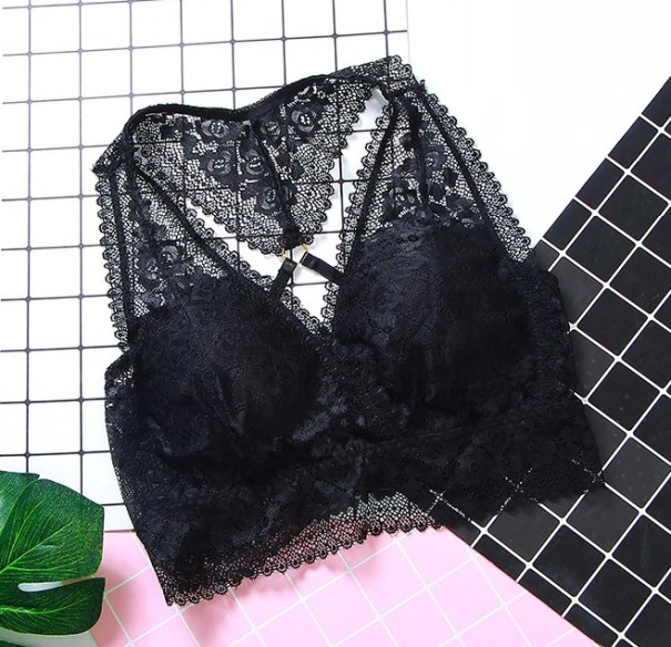 Sutiã bralette de renda para senhora preto