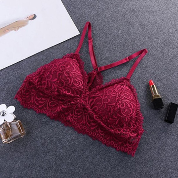 Sutiã de renda feminino J781 borgonha