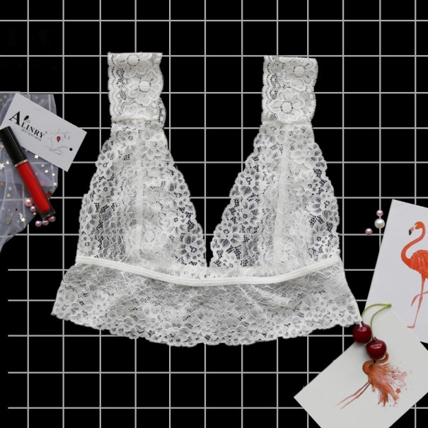Sutien de dama din dantela cu flori J1050 alb S