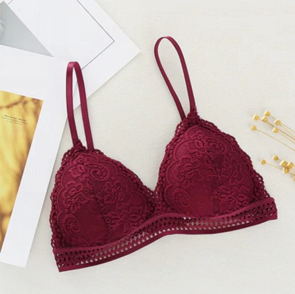 Sutien din dantela pentru femei burgundy
