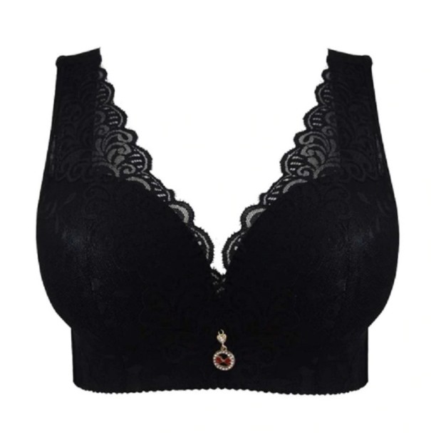 Sutien floral dama cu dantela de dimensiuni mai mari J2330 negru 85C