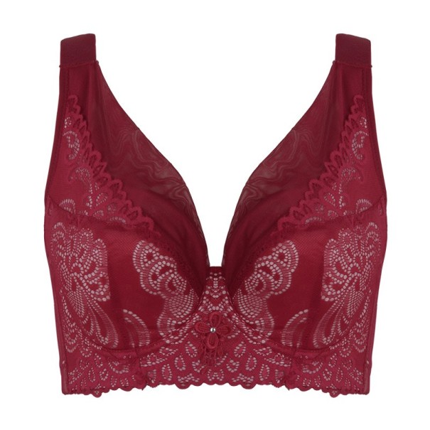 Sutien intarit decorat cu dantela burgundy 115D