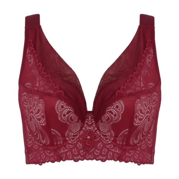 Sutien intarit decorat cu dantela burgundy 85D