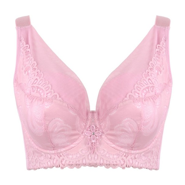 Sutien intarit decorat cu dantela roz 115E