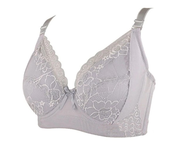 Sutien pentru bust mai mare cu flori J3065 gri deschis 80E