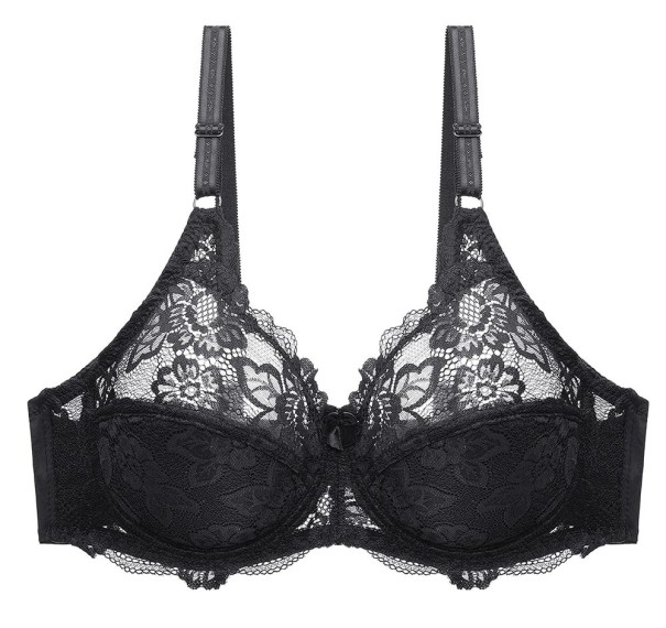Sutien semi-armat cu dantelă negru 80E