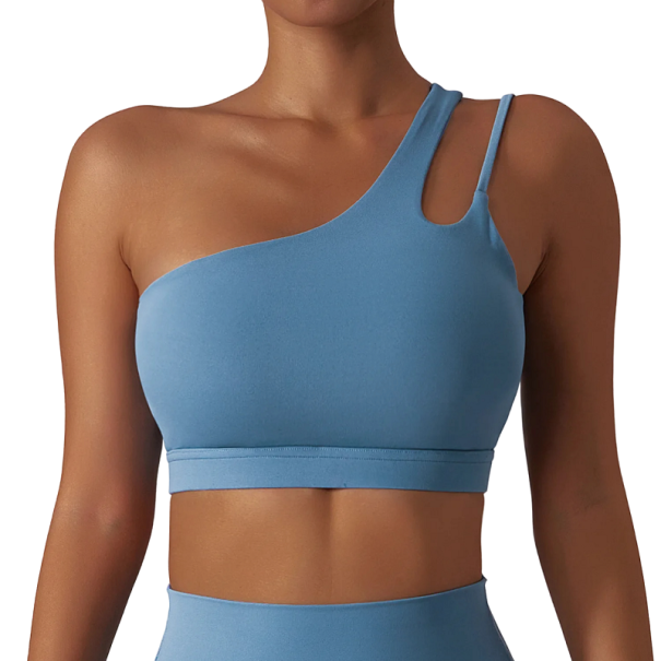 Sutien sport cu un singur umăr Sutien sport pentru antrenament fără spate cu efect Push Up albastru S