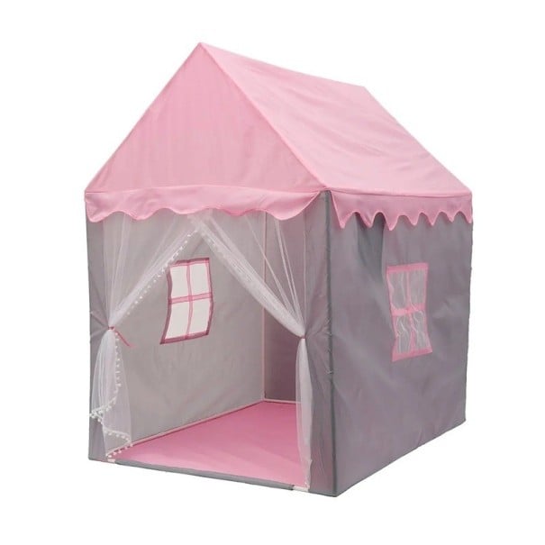 Suuri lasten teltta 130 x 120 x 100 cm vaaleanpunainen kokoontaitettava wigwam-tiipii tytöille lasten leikkimökki prinsessalinna vaaleanpunainen