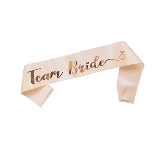 Svadobná šerpa Team Bride Rúžovo-zlatá Satén 156 x 9,5 cm Rozlúčka so slobodou Hen Party Dekorácia 1