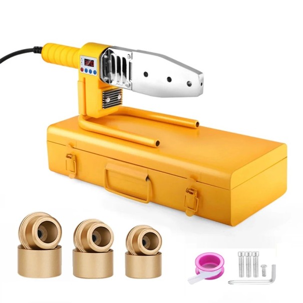 Svařovací stroj na trubky 800W 220V s nástavci žlutý pro svařování plastových trubek instalace vodovodních rozvodů 1