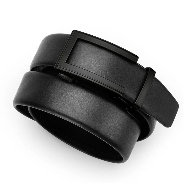 Svart läderbälte för män med automatiskt spänne Elegant modeaccessoar gjord av äkta läder Justerbar längd Lämplig för både kostym och fritidskläder svart 125 cm
