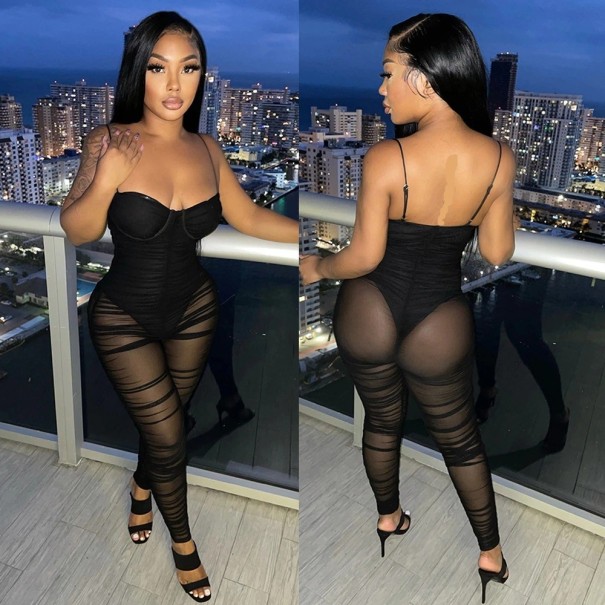 Svart sexig jumpsuit för kvinnor