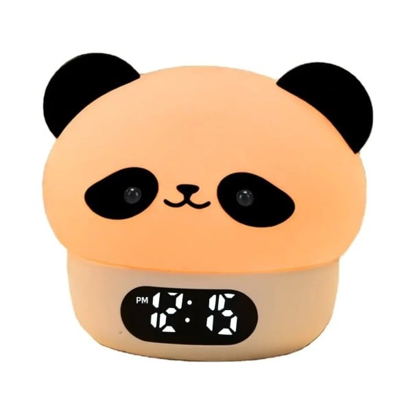Sveglia per bambini Panda con paralume in silicone e simulazione dell'alba Controllo touch Luce colorata Termometro Ricarica USB-C Arancione 1