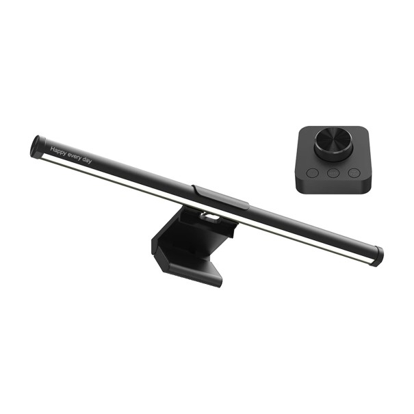 Světelná LED lišta na monitor 44 cm s nápisem Happy every day Otočný ovladač s pamětí 5 teplot barev Stmívání Gravitační držák Černá 1