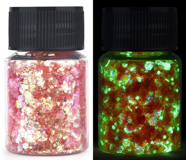 Světelné flitry do epoxidové pryskyřice Pigmenty pro záři ve tmě Metalické barvy UV efekty Neonové barvy do náplní, dekorace bordová