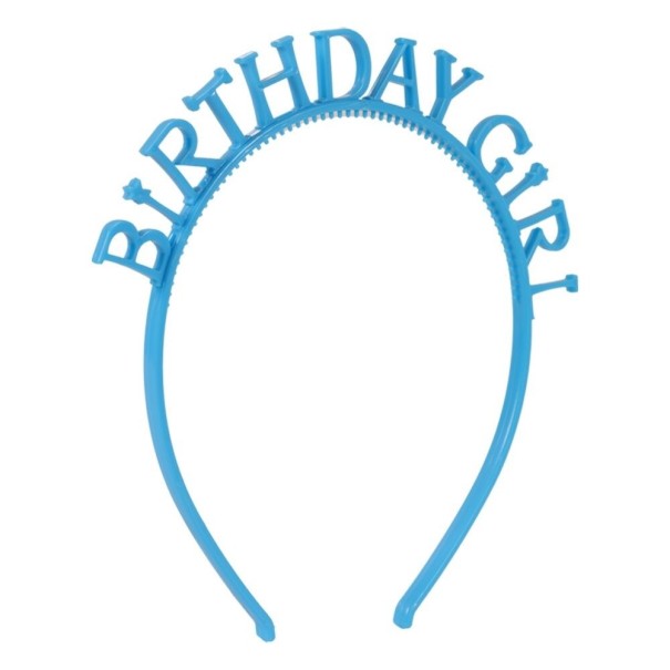 Svietiaca párty čelenka BIRTHDAY GIRL 2 ks modrá