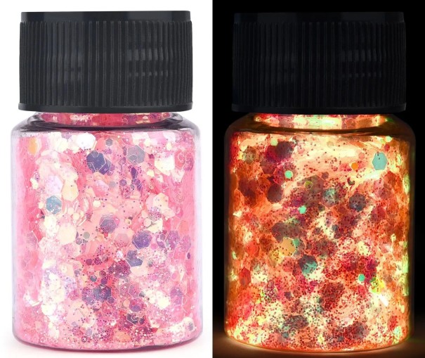 Svietiace trblietky do epoxidovej živice Pigmenty pre žiaru v tme Metalické farby UV efekty Neonové farby do náplní, dekorácie svetlo ružová