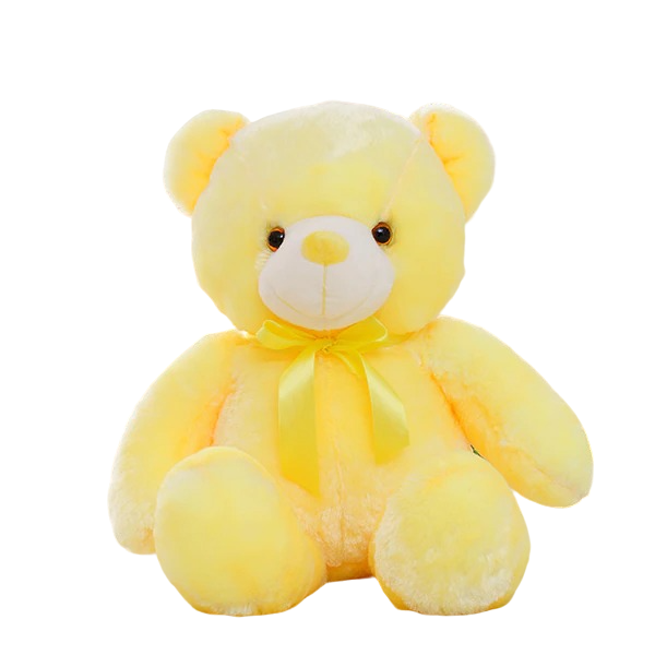 Svítící LED plyšový medvídek 32 cm žlutá