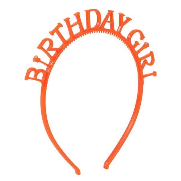 Svítící párty čelenka BIRTHDAY GIRL 2 ks oranžová