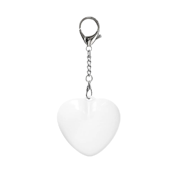 Svítící přívěsek srdce s automatickým senzorem 4,9 cm dobíjecí bílý přívěsek na klíče, batoh nebo bezpečnostní doplněk 1