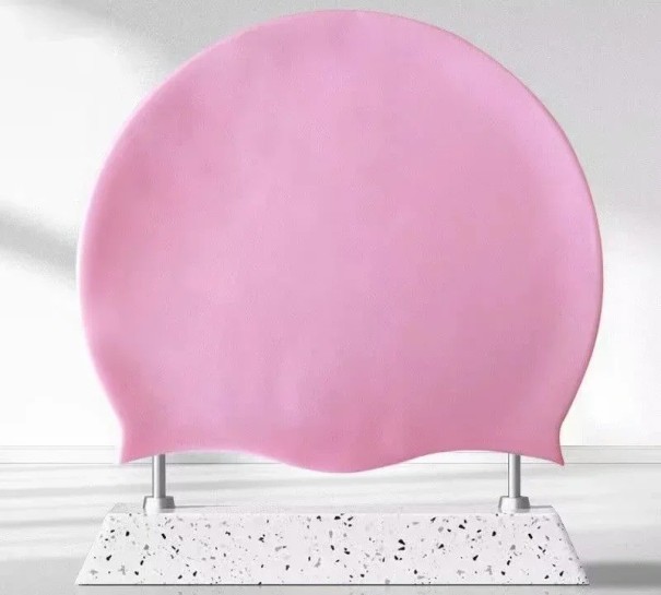 Svømmeudstyr Skridsikker Silikone badehætte Vandtæt Poolhætte Størrelse M elastisk rosa