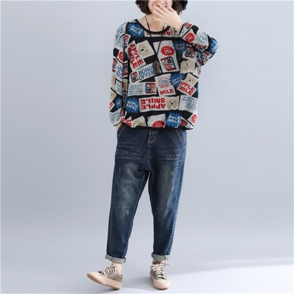 Sweat à capuche ample pour femmes avec motif 1